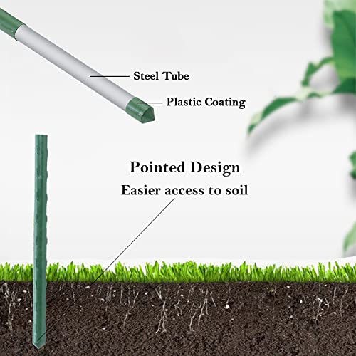 Garden Stakes,Connectable Plant Support Stakes,BOVITRO 40Pcs Steel Plant Stakes with 20 Connectors[17 Inches Each-Adjust Length Freely]