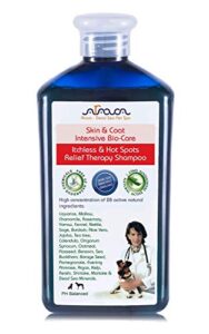 arava natural medicated dog shampoo – anti yeast anti itch dog shampoo - healthy skin & coat - first aid in hot spots ringworm scrapes abrasions & dermatologic infections - 400ml / 13.5 fl oz