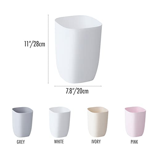 Bathroom Trash Can, Plastic Rectangular Garbage Can for Kitchen, Bedroom, Living Room, Small Indoor Waste Basket, 1.8 Gallon/ 7 Liter, Ivory White