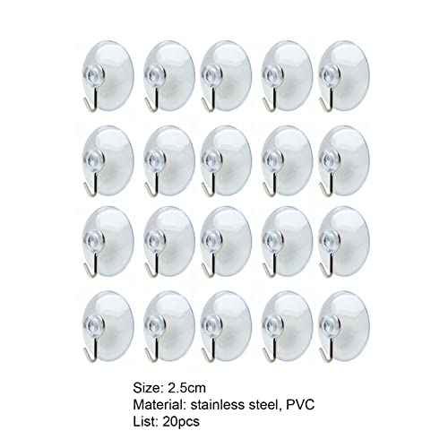Reheyre 20Pcs Clear Suction Cups, Utility Hooks with Strong Suction, Punch Free and Easy Installation, Stuck It to The Tile in Bathroom, The Mirror, The Wall in Living Room Transparent