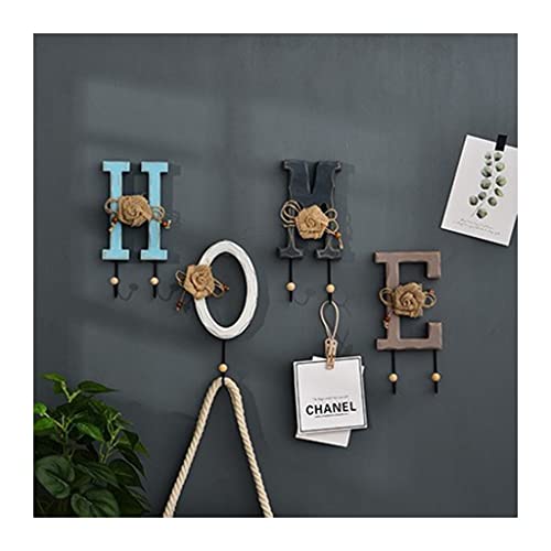 Entryway Coat rack Wall Mounted Coat Rack Coat Hat Hanger American Pastoral Style Hook Alphanumeric Wrought Iron Hook Bedroom Living Room Corridor Hanging Clothes Towels Hats Easy Assembly Coat rack