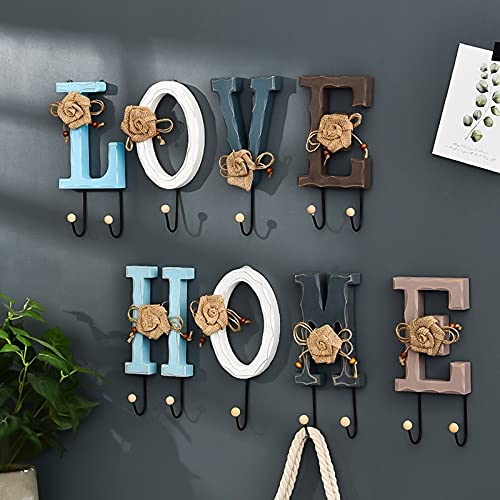 Entryway Coat rack Wall Mounted Coat Rack Coat Hat Hanger American Pastoral Style Hook Alphanumeric Wrought Iron Hook Bedroom Living Room Corridor Hanging Clothes Towels Hats Easy Assembly Coat rack