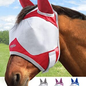 Maskology Horse Fly Mask Standard with Ears UV Protection for Horse Red XL
