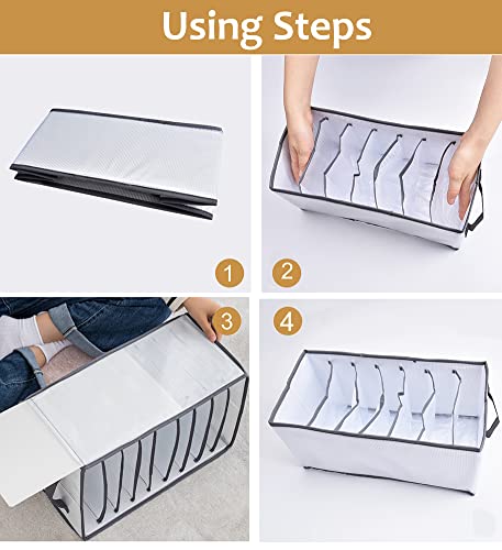 YUXES Dividers Drawer Organizer for Clothing Closet Shelf Wardrobe Clothes Organizer for Folded Clothes Jeans Pants Shirts Storage Bin Container for Bedroom Washable Collapsible