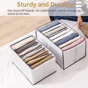 YUXES Dividers Drawer Organizer for Clothing Closet Shelf Wardrobe Clothes Organizer for Folded Clothes Jeans Pants Shirts Storage Bin Container for Bedroom Washable Collapsible