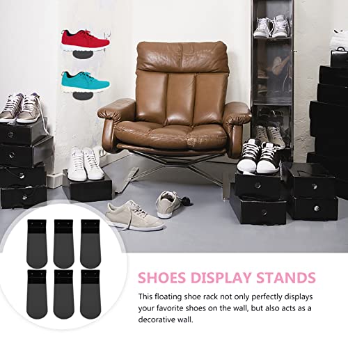 Yardwe Levitating Sneaker Holder 1 Set Floating Shoe Display Shelf Acrylic Wall Mounted Sneaker Racks Shoes Collection Stands Shoes Organizers for Home Showcase Black Shoe Floating Display