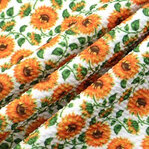 david angie sunflower printed bullet textured liverpool fabric 4 way stretch spandex knit fabric by the yard for head wrap accessories (flower)