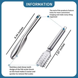 5 Pieces Fish Scaler Remover with Stainless Steel Sawtooth Easily Remove Fish Cleaning Scales Kit,Kitchen Fish Scaler Tool with Cut Resistant Gloves, Suitable for All Kinds of Fish