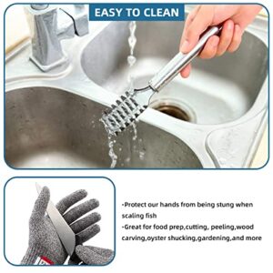 5 Pieces Fish Scaler Remover with Stainless Steel Sawtooth Easily Remove Fish Cleaning Scales Kit,Kitchen Fish Scaler Tool with Cut Resistant Gloves, Suitable for All Kinds of Fish