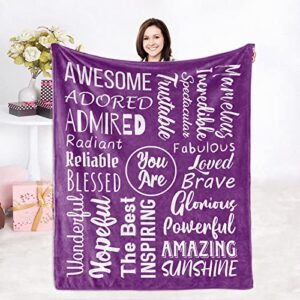 ZHSHWAT Get Well Soon Gifts for Women - You are Awesome Blankets, Sympathy Gifts for Women Men Friend Cancer, Purple Throw Blankets(50x60)