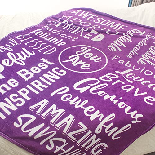 ZHSHWAT Get Well Soon Gifts for Women - You are Awesome Blankets, Sympathy Gifts for Women Men Friend Cancer, Purple Throw Blankets(50x60)