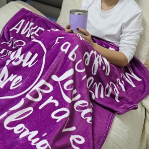 ZHSHWAT Get Well Soon Gifts for Women - You are Awesome Blankets, Sympathy Gifts for Women Men Friend Cancer, Purple Throw Blankets(50x60)