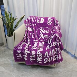 ZHSHWAT Get Well Soon Gifts for Women - You are Awesome Blankets, Sympathy Gifts for Women Men Friend Cancer, Purple Throw Blankets(50x60)