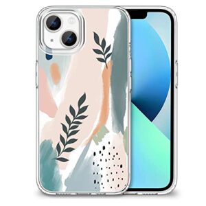 foreverluck iphone 13 case cute, boho design iphone 13 case for women, tpu + pc, shockproof and non-fading, wireless support, 6.1 inch/foliage 2