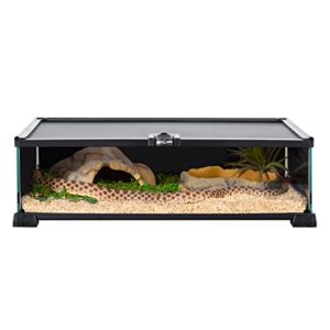 REPTIZOO Small Reptile Tank 20" x 12" x 6" Glass Reptile Terrarium with Top Feeding Reptile Habitat for Reptile Amphibians Snake Spider