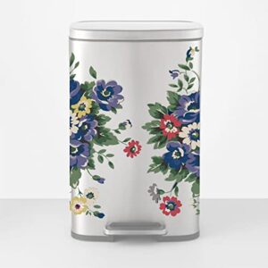 blue daisies & violets 2 piece large trash can decal (for 8 gallon trash cans and larger)