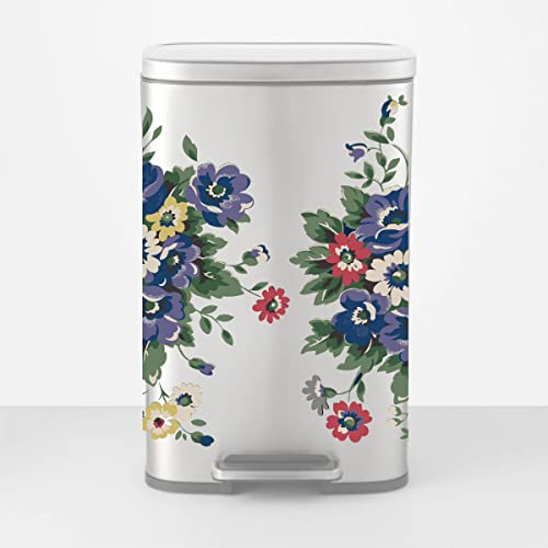 Blue Daisies & Violets 2 Piece Large Trash Can Decal (for 8 Gallon Trash cans and Larger)