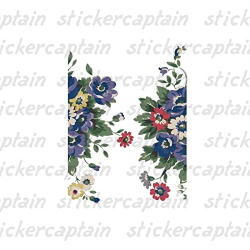 Blue Daisies & Violets 2 Piece Large Trash Can Decal (for 8 Gallon Trash cans and Larger)