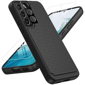 bniut for samsung galaxy s22 5g case: dual layer protective heavy duty cell phone cover shockproof rugged with non slip textured back - military protection bumper tough - 6.1inch (black matte)