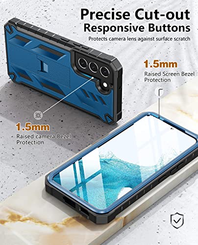 SOiOS for Samsung Galaxy S22 Protective Case: Military Grade Drop Proof Protection Mobile Phone Cover with Kickstand | Rugged Shockproof TPU Matte Textured Sturdy Phone Bumper (Blue)