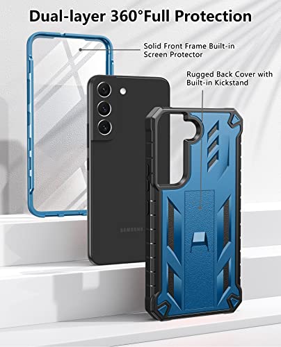 SOiOS for Samsung Galaxy S22 Protective Case: Military Grade Drop Proof Protection Mobile Phone Cover with Kickstand | Rugged Shockproof TPU Matte Textured Sturdy Phone Bumper (Blue)