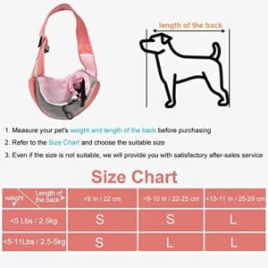 FEimaX Pet Dog Sling Carrier Puppy Pet Slings Bag for Small Dogs Cats Satchel Carriers Breathable Mesh Hand Free with Adjustable Strap Doggie Crossbody for Outdoor Travel (Small, Pink)