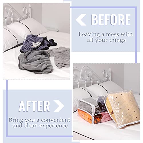 6 Packs Clear Zippered Storage Bags Sweater Storage Bags Plastic Storage Bags for Blankets Clothes Bed Sheet Organizer with Zipper for Closet Linen Sweater Bed Sheet Clothes Pillow (16 x 14 x 4 Inch)