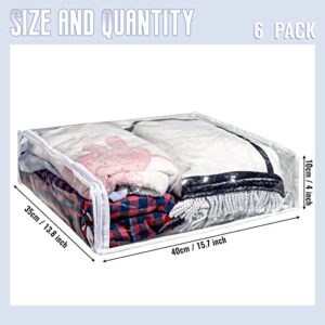 6 Packs Clear Zippered Storage Bags Sweater Storage Bags Plastic Storage Bags for Blankets Clothes Bed Sheet Organizer with Zipper for Closet Linen Sweater Bed Sheet Clothes Pillow (16 x 14 x 4 Inch)