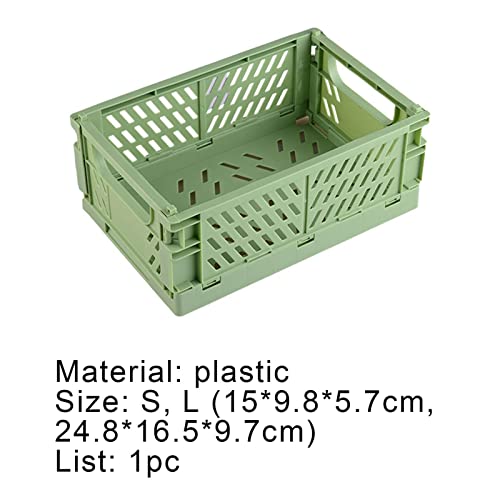 Storage Basket Collapsible Large Capacity Plastic Foldable Home Crate Box for Daily Used Valentine's Day/Mother's Day/Wedding/Anniversary/Party/Graduation/Christmas/Birthday Gifts - Green L