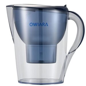 owiara alkaline water filter pitcher with filter, 14 cup digital display water purifier pitcher in bpa free for quick clear chlorine, fluoride, heavy metals, odor, bad taste