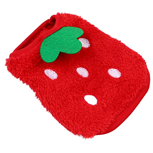 Winter Warm Fleece Bunny Rabbit Clothes Small Pets Strawberry Warm Vest Small Animals Costume Accessories for Hamster Guinea Pig Chinchilla Ferret 3XS Red