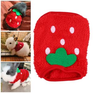 Winter Warm Fleece Bunny Rabbit Clothes Small Pets Strawberry Warm Vest Small Animals Costume Accessories for Hamster Guinea Pig Chinchilla Ferret 3XS Red