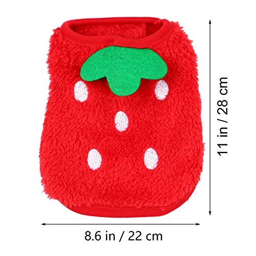 Winter Warm Fleece Bunny Rabbit Clothes Small Pets Strawberry Warm Vest Small Animals Costume Accessories for Hamster Guinea Pig Chinchilla Ferret 3XS Red