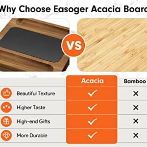 Easoger Acacia Cheese Board and Knife Set - 28" × 11" Extra Large Charcuterie Board Set, Magnetic 3 in 1 Cheese Tray Platter with Rich Accessories, Gift for House Warming, Anniversary, Christmas