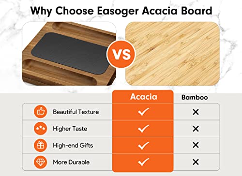 Easoger Acacia Cheese Board and Knife Set - 28" × 11" Extra Large Charcuterie Board Set, Magnetic 3 in 1 Cheese Tray Platter with Rich Accessories, Gift for House Warming, Anniversary, Christmas