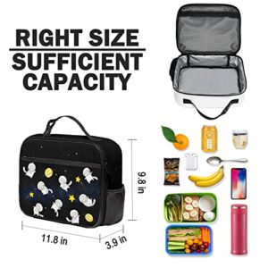Fashion Cat Lunch Bag with Locking Hand Strap Durable Waterproof Universe Lunch Box High Capacity Insulation Lunch Tote Bag with Pockets for Boy Girl Women Men