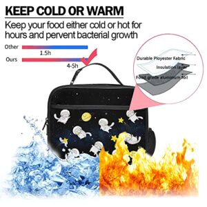 Fashion Cat Lunch Bag with Locking Hand Strap Durable Waterproof Universe Lunch Box High Capacity Insulation Lunch Tote Bag with Pockets for Boy Girl Women Men