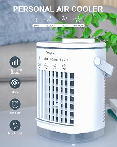 Small Portable Air Conditioner, Evaporative Air Cooler Portable, Personal Air Conditioner Mini Portable, Fans that Blow Cold Air, Desktop Cooling Humidifier Fan for Small Room/Office/Dorm/Bedroom