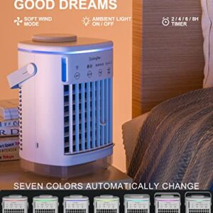 Small Portable Air Conditioner, Evaporative Air Cooler Portable, Personal Air Conditioner Mini Portable, Fans that Blow Cold Air, Desktop Cooling Humidifier Fan for Small Room/Office/Dorm/Bedroom