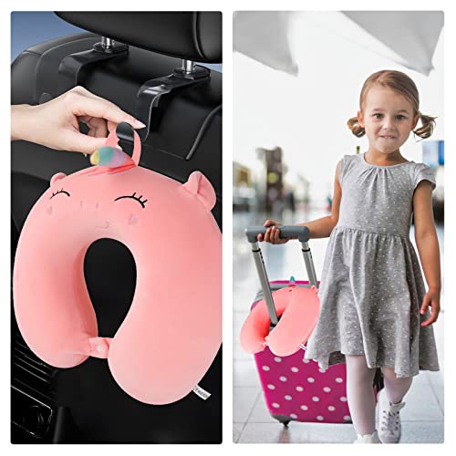 DIGHEIGG Kids Neck Pillow for Traveling, Unicorn Gifts for Girls,Toddler, Kids,Travel Pillow Memory Foam Neck Support Prevent Head from Falling Forward for Airplane, Car Seat,Train, Pink