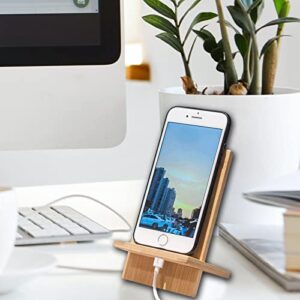 LIFATION Bamboo Phone Stand with Charging Hole Detachable Portable Wood Mobile Phone Holder