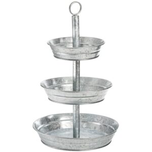 okllen 3 tier serving tray, galvanized metal cupcake stand vintage dessert appetizer stand, rustic home and garden display stand for country farmhouse, kitchen, indoor, outdoor use