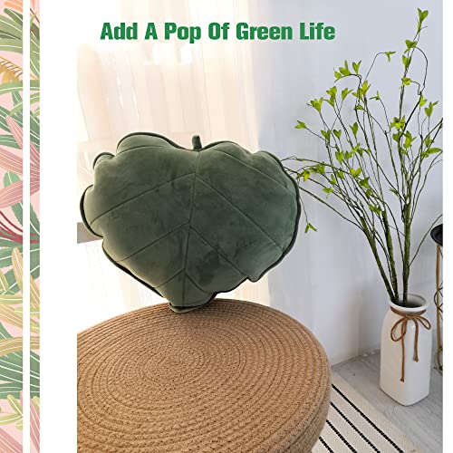 ML.ENJOY Leaf Shaped Pillow, 3D Plant Pillow, Cute Throw Pillows, Decorative Pillows for Bed, Succulent Pillow, Aesthetic Throw Pillows (Green Pack of 1)