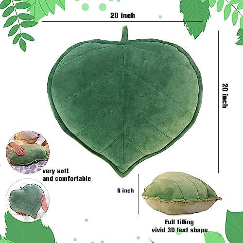 ML.ENJOY Leaf Shaped Pillow, 3D Plant Pillow, Cute Throw Pillows, Decorative Pillows for Bed, Succulent Pillow, Aesthetic Throw Pillows (Green Pack of 1)