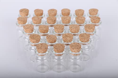 maxmau 25pcs Small Glass Bottles with Cork Stoppers DIY Art Craft Storage 5ml Mini Glass Vials,Tiny Jars for Wedding Party Favors Home Decoration with Connection Accessories Twine Bell