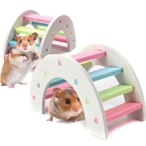 AFXOBO 3Pcs Hamster House Bridge Hamster Seesaw Nest Wooden Color Seesaw Arch Bridge Villa for Small Hamster