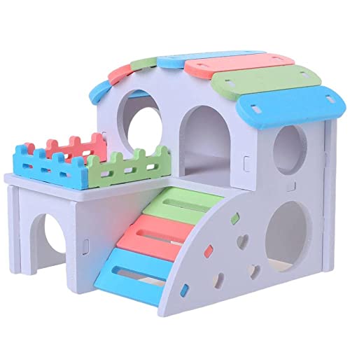 AFXOBO 3Pcs Hamster House Bridge Hamster Seesaw Nest Wooden Color Seesaw Arch Bridge Villa for Small Hamster