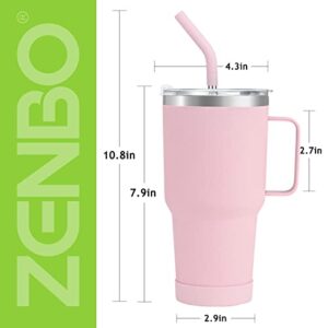 Zenbo 30 oz Tumbler with handle Keeps Drinks Cold up to 24 hours,Insulated Tumbler with Lid and Straw,Vacuum Thermal Cup with Handle,Leak Proof,Dishwasher safe