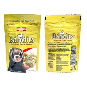 Petlewa MarshalBandits Premium Ferret Treats Variety Pack - 5 Flavors Chicken, Raisin, Peanut Butter, Banana, and Meaty Bacon - 3 Ounces Each 5 Total Pouches