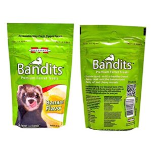 Petlewa MarshalBandits Premium Ferret Treats Variety Pack - 5 Flavors Chicken, Raisin, Peanut Butter, Banana, and Meaty Bacon - 3 Ounces Each 5 Total Pouches